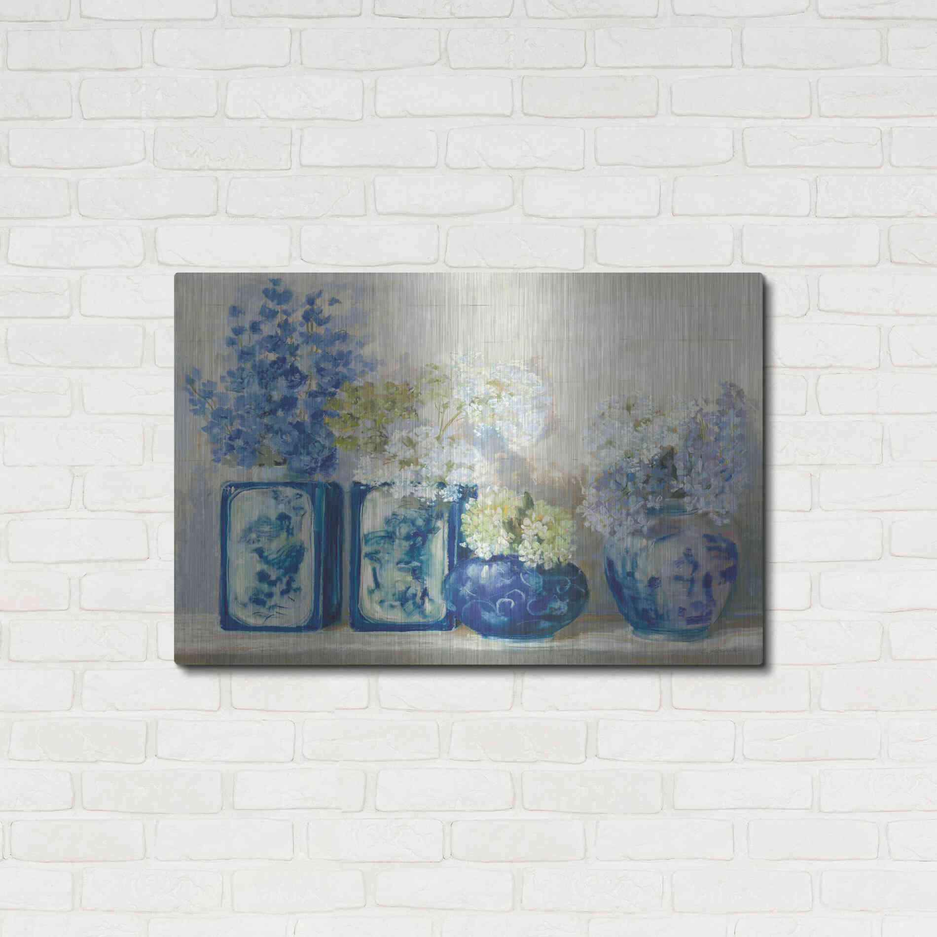 Luxe Metal Art 'Ladys Mantle On Shiplap' by Carol Rowan, Metal Wall Art,36x24