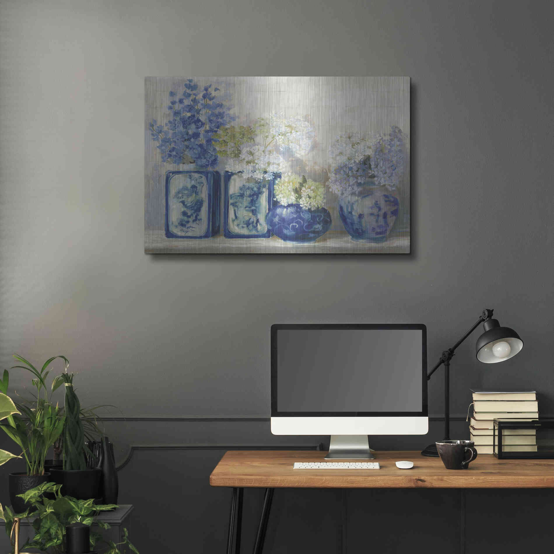 Luxe Metal Art 'Ladys Mantle On Shiplap' by Carol Rowan, Metal Wall Art,36x24