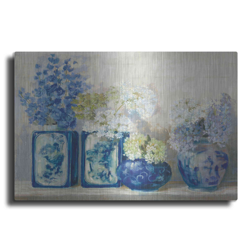 Luxe Metal Art 'Ladys Mantle On Shiplap' by Carol Rowan, Metal Wall Art