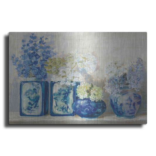 Luxe Metal Art 'Ladys Mantle On Shiplap' by Carol Rowan, Metal Wall Art