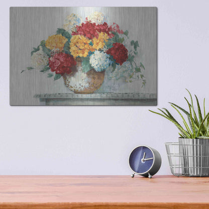 Luxe Metal Art 'Fall Hydrangea Cottage Crop' by Carol Rowan, Metal Wall Art,16x12