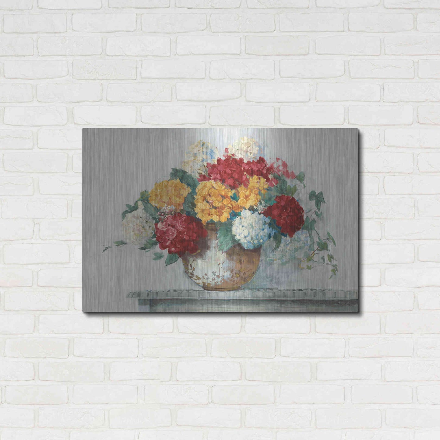 Luxe Metal Art 'Fall Hydrangea Cottage Crop' by Carol Rowan, Metal Wall Art,36x24