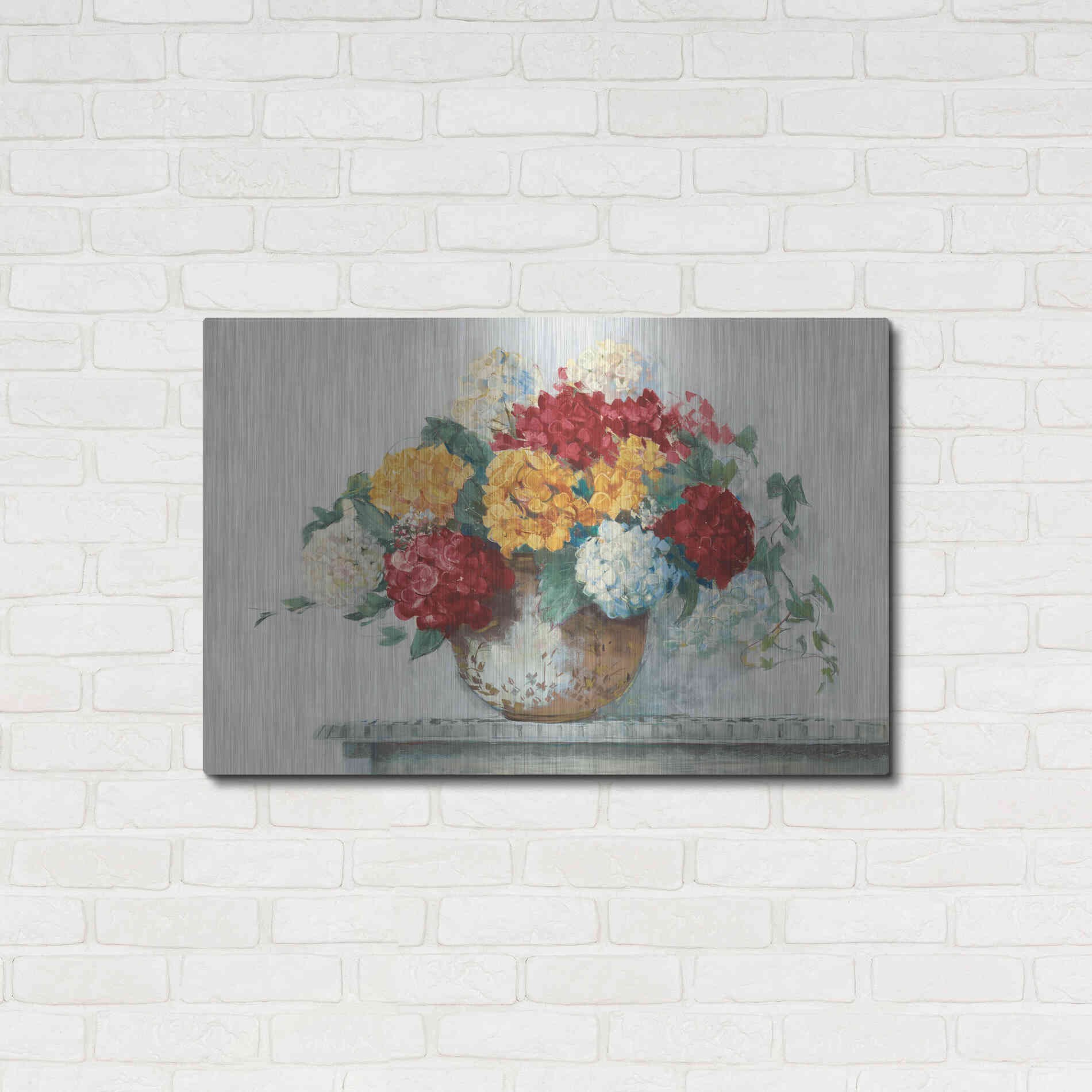 Luxe Metal Art 'Fall Hydrangea Cottage Crop' by Carol Rowan, Metal Wall Art,36x24