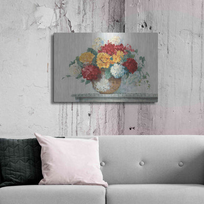 Luxe Metal Art 'Fall Hydrangea Cottage Crop' by Carol Rowan, Metal Wall Art,36x24