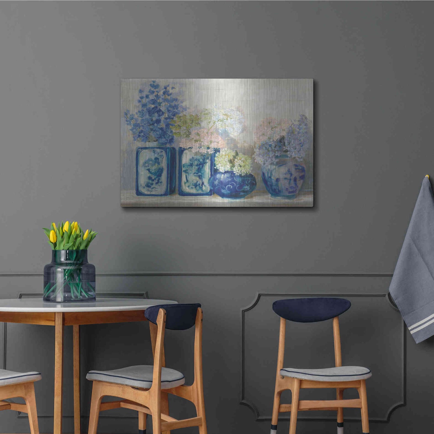 Luxe Metal Art 'Ladys Mantle On Shiplap Coral' by Carol Rowan, Metal Wall Art,36x24