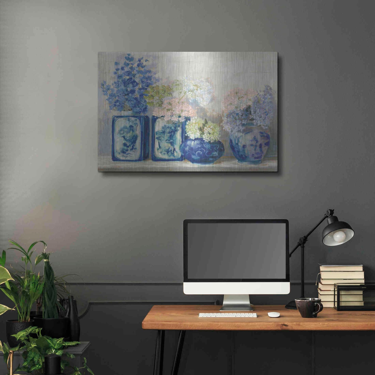 Luxe Metal Art 'Ladys Mantle On Shiplap Coral' by Carol Rowan, Metal Wall Art,36x24