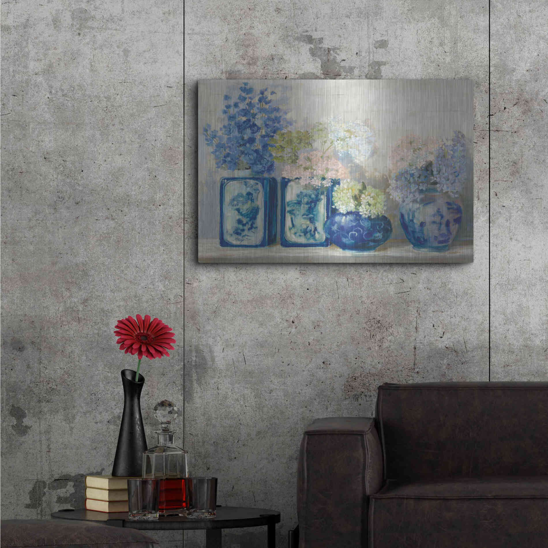 Luxe Metal Art 'Ladys Mantle On Shiplap Coral' by Carol Rowan, Metal Wall Art,36x24