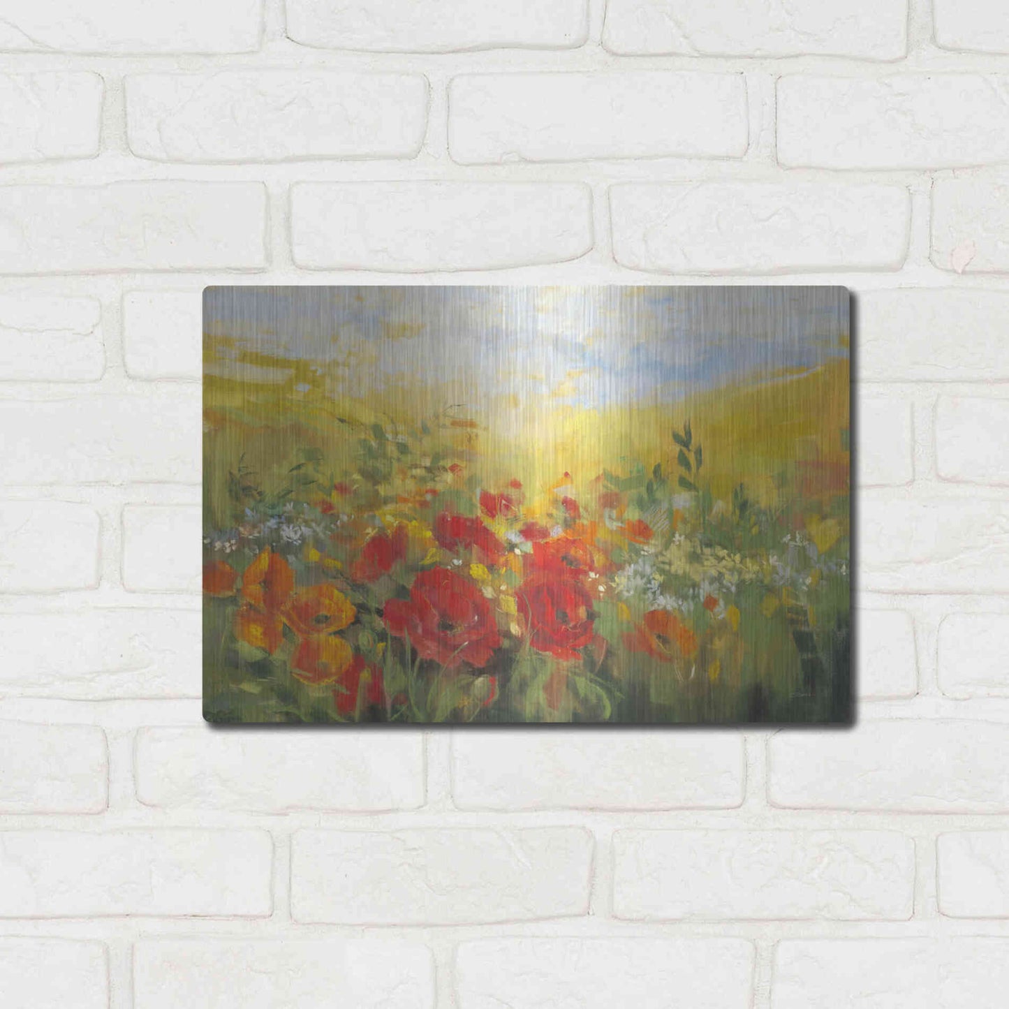 Luxe Metal Art 'Oriental Poppy Field Crop' by Carol Rowan, Metal Wall Art,16x12