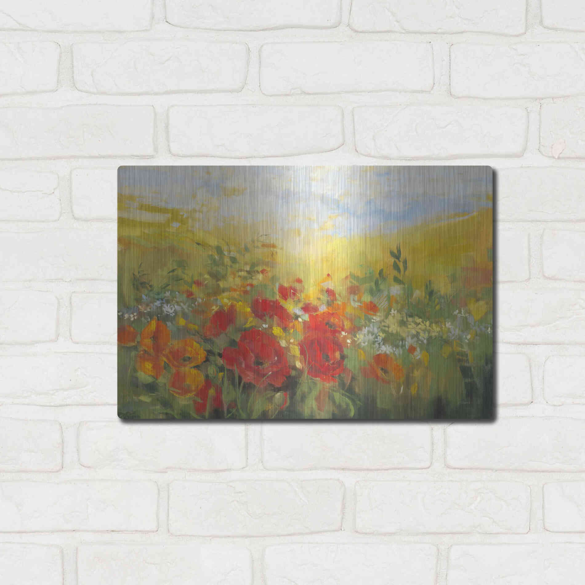Luxe Metal Art 'Oriental Poppy Field Crop' by Carol Rowan, Metal Wall Art,16x12