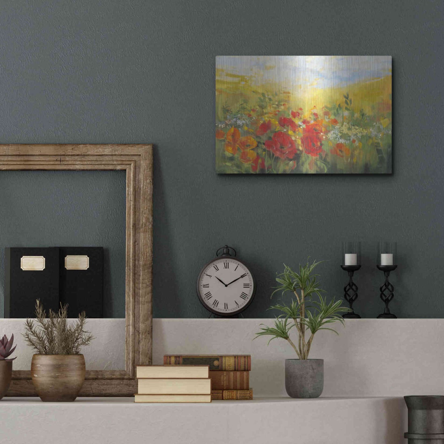 Luxe Metal Art 'Oriental Poppy Field Crop' by Carol Rowan, Metal Wall Art,16x12