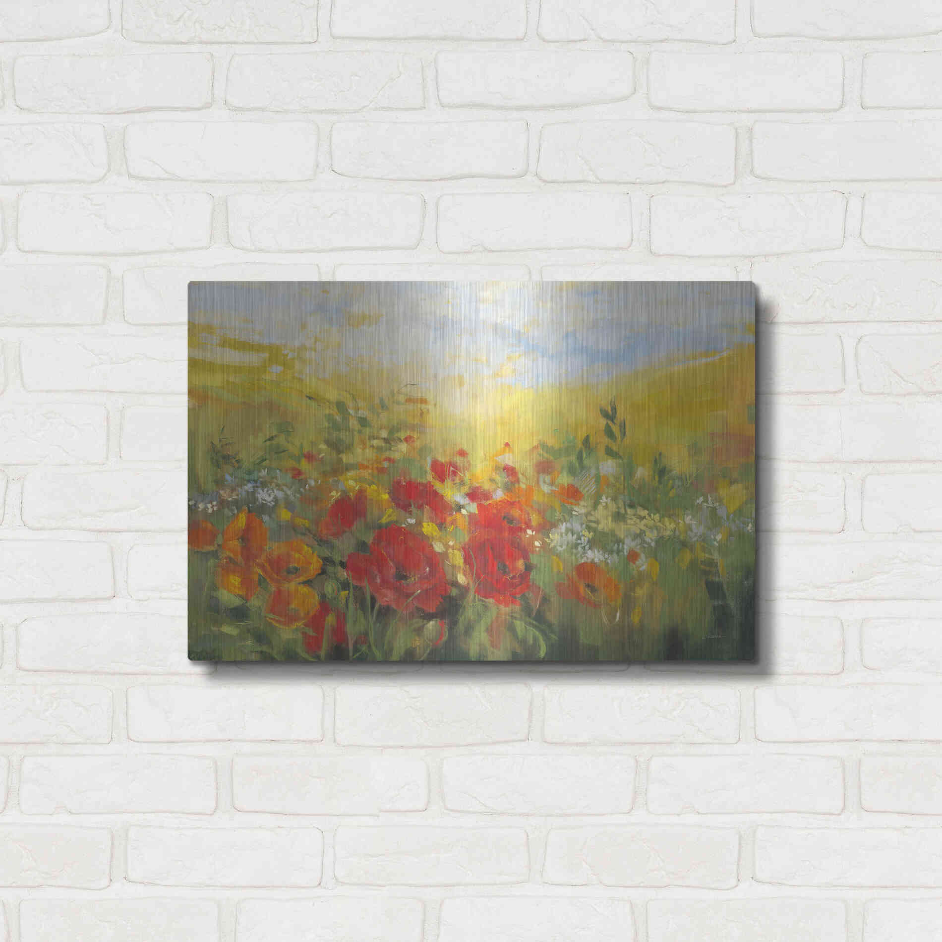 Luxe Metal Art 'Oriental Poppy Field Crop' by Carol Rowan, Metal Wall Art,24x16
