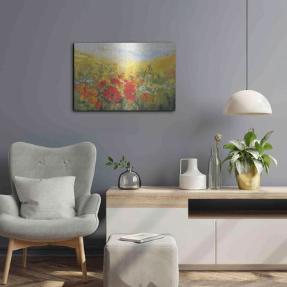 Luxe Metal Art 'Oriental Poppy Field Crop' by Carol Rowan, Metal Wall Art,24x16