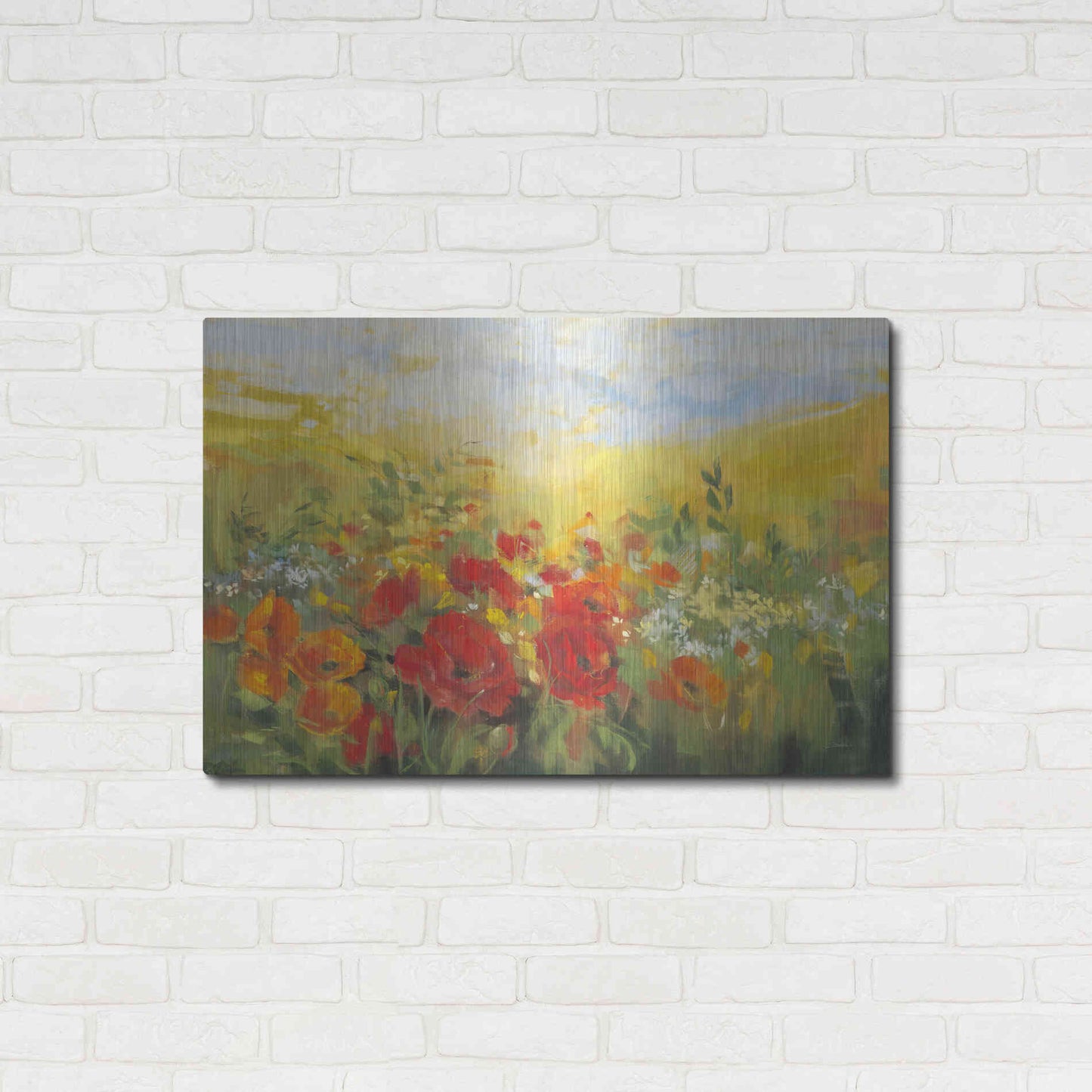 Luxe Metal Art 'Oriental Poppy Field Crop' by Carol Rowan, Metal Wall Art,36x24