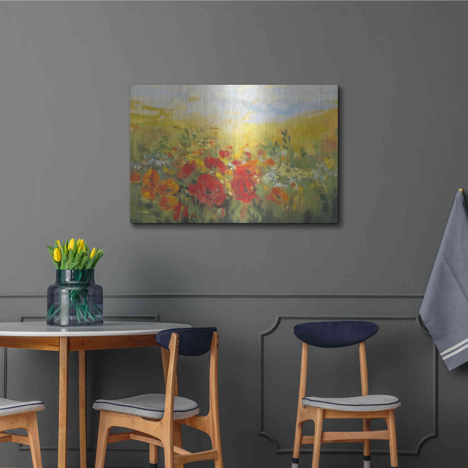 Luxe Metal Art 'Oriental Poppy Field Crop' by Carol Rowan, Metal Wall Art,36x24