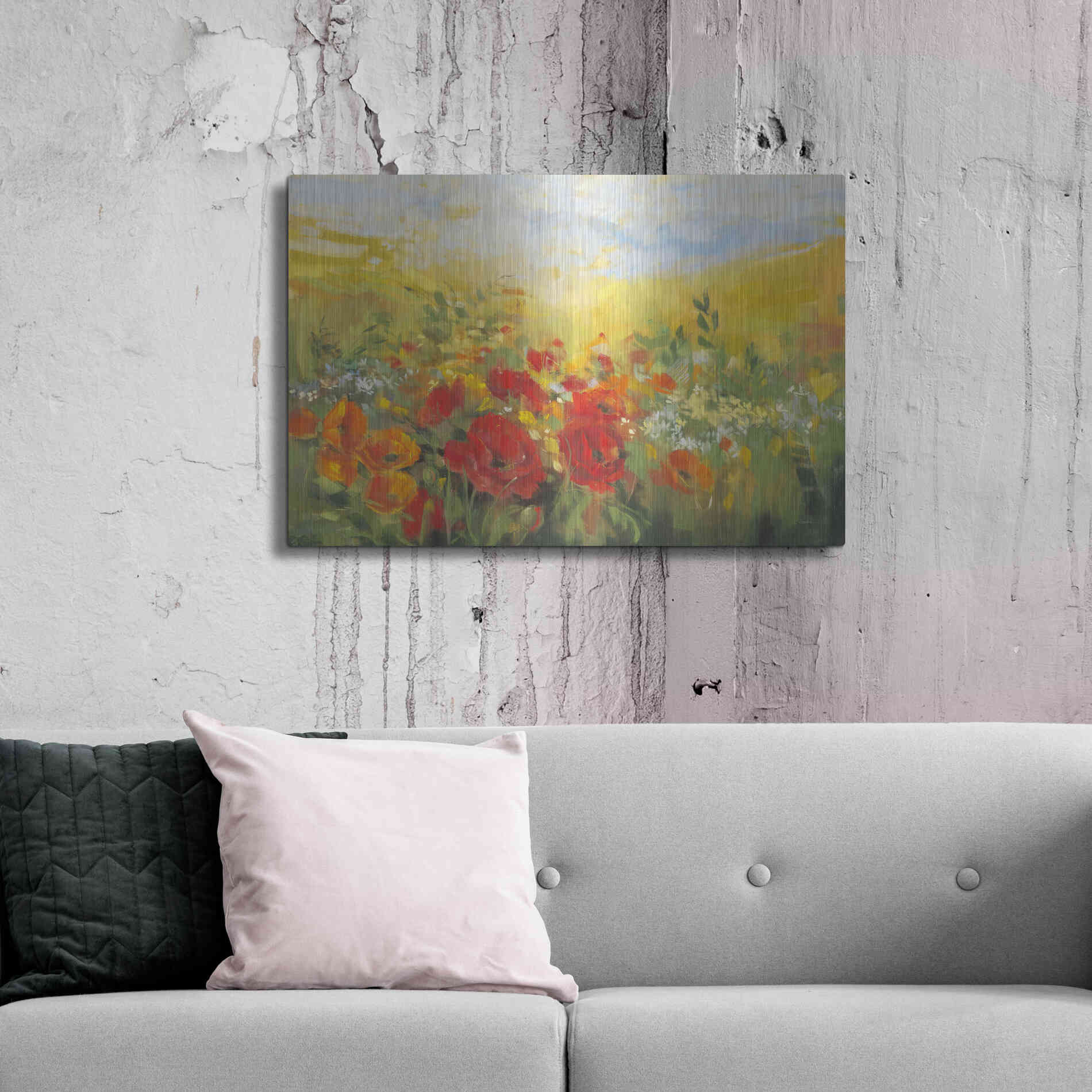 Luxe Metal Art 'Oriental Poppy Field Crop' by Carol Rowan, Metal Wall Art,36x24