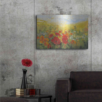Luxe Metal Art 'Oriental Poppy Field Crop' by Carol Rowan, Metal Wall Art,36x24
