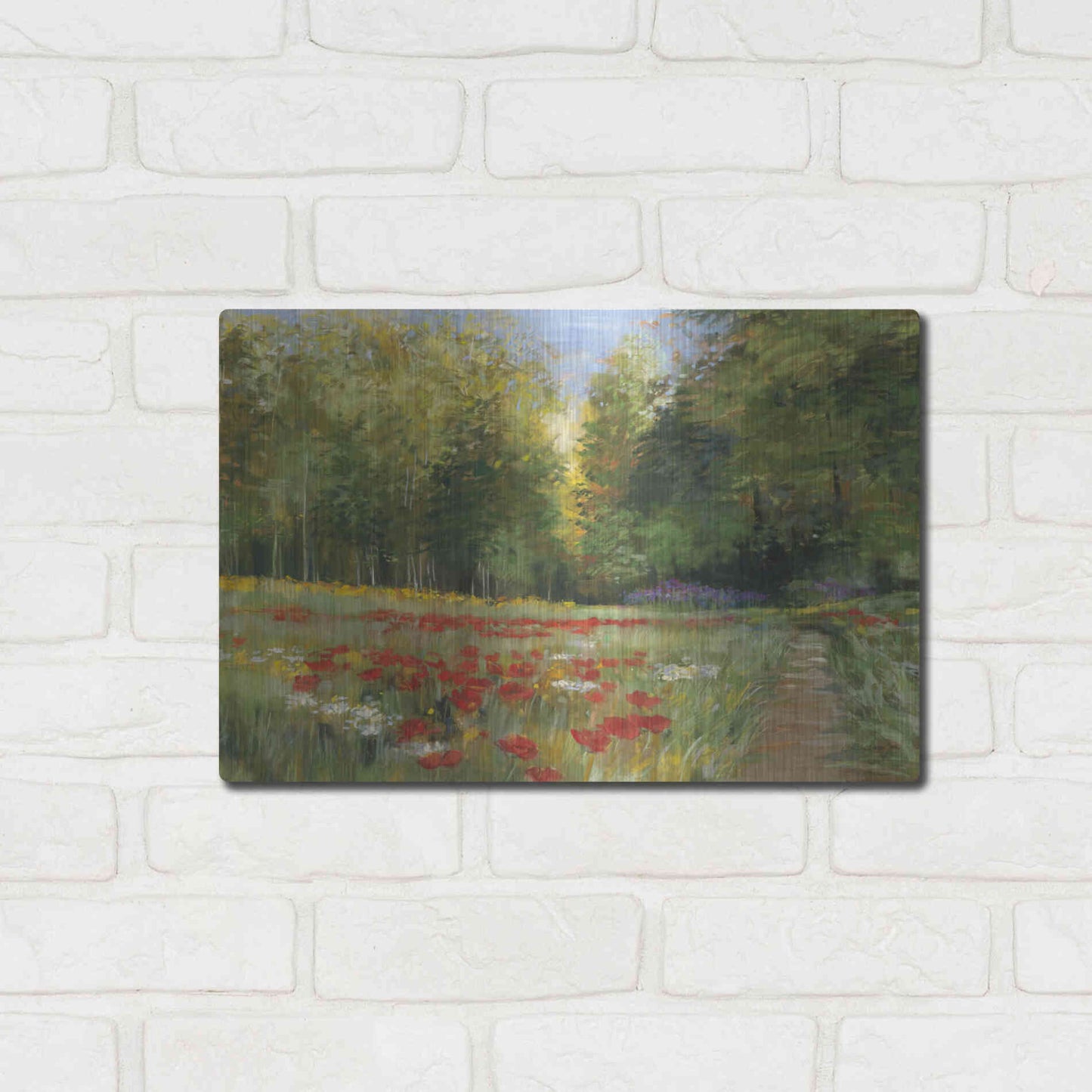 Luxe Metal Art 'Field Of Flowers Crop' by Carol Rowan, Metal Wall Art,16x12