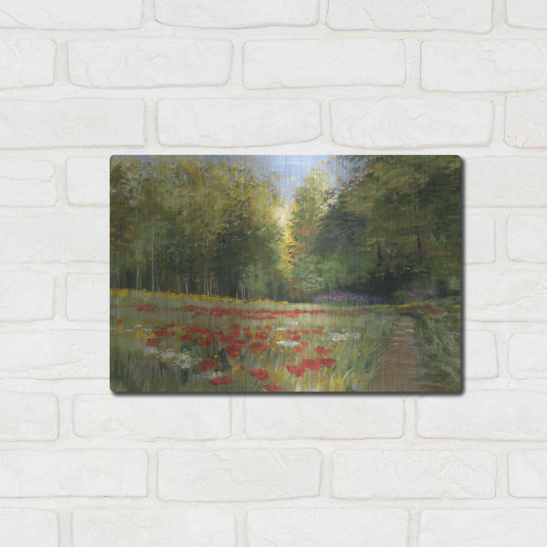 Luxe Metal Art 'Field Of Flowers Crop' by Carol Rowan, Metal Wall Art,16x12