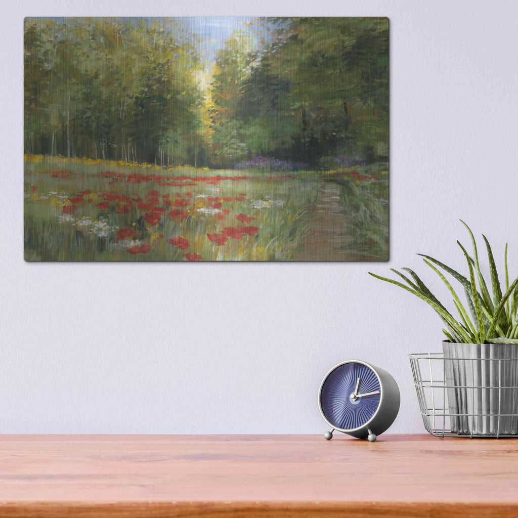 Luxe Metal Art 'Field Of Flowers Crop' by Carol Rowan, Metal Wall Art,16x12