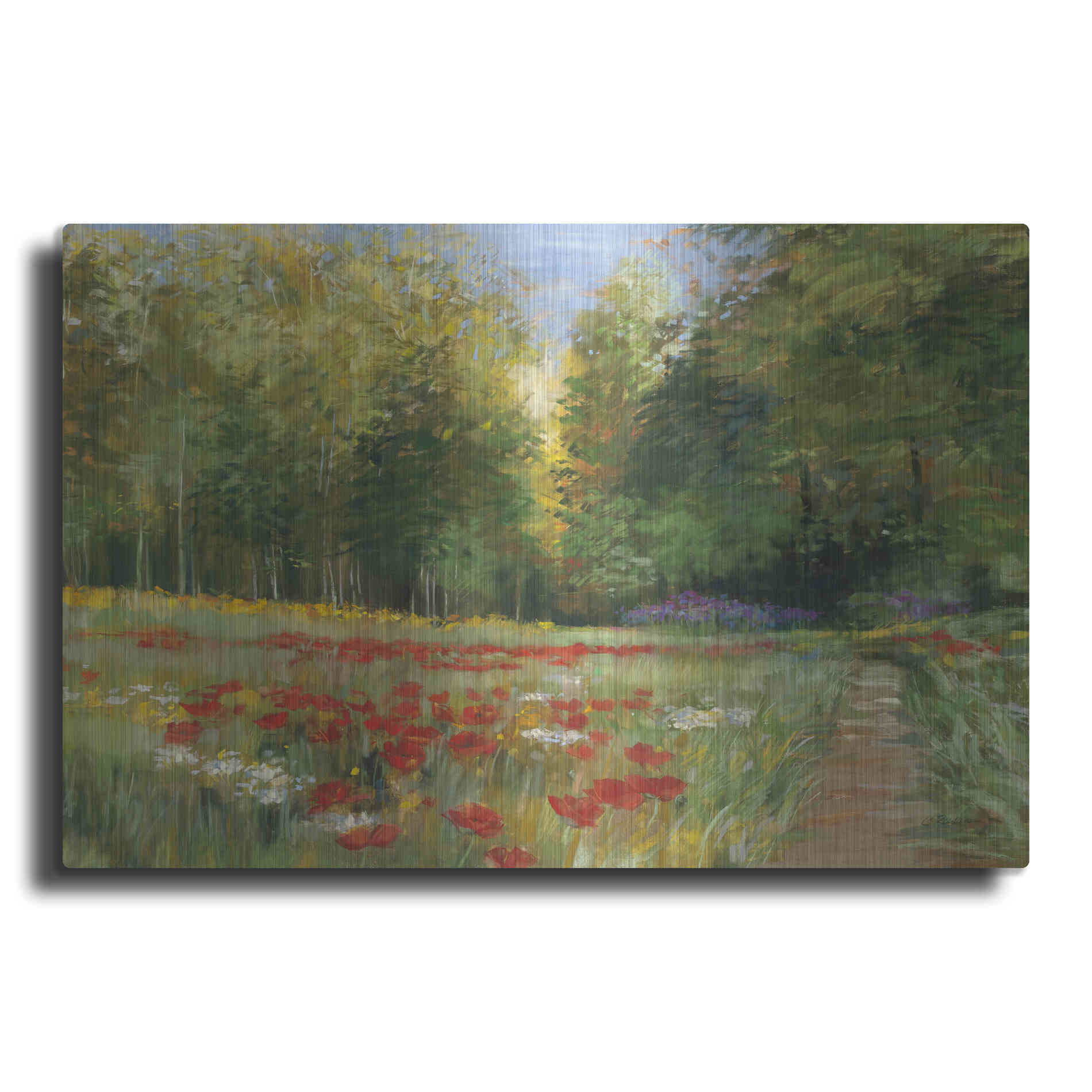 Luxe Metal Art 'Field Of Flowers Crop' by Carol Rowan, Metal Wall Art