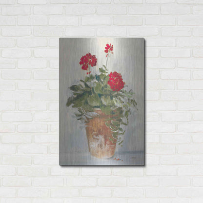 Luxe Metal Art 'Potted Geraniums II Light' by Carol Rowan, Metal Wall Art,24x36