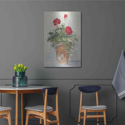 Luxe Metal Art 'Potted Geraniums II Light' by Carol Rowan, Metal Wall Art,24x36