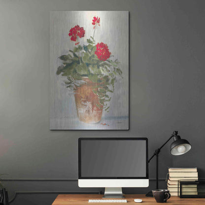 Luxe Metal Art 'Potted Geraniums II Light' by Carol Rowan, Metal Wall Art,24x36
