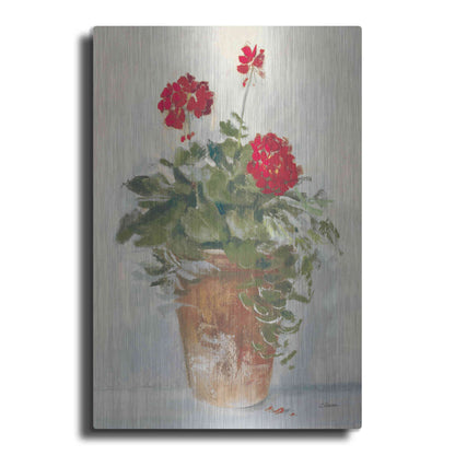 Luxe Metal Art 'Potted Geraniums II Light' by Carol Rowan, Metal Wall Art