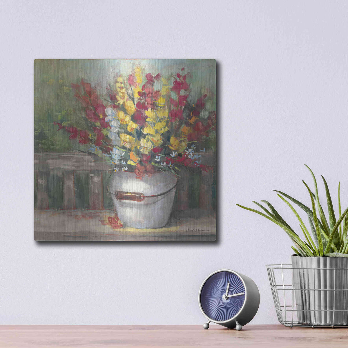 Luxe Metal Art 'Snapdragon Bouquet' by Carol Rowan, Metal Wall Art,12x12