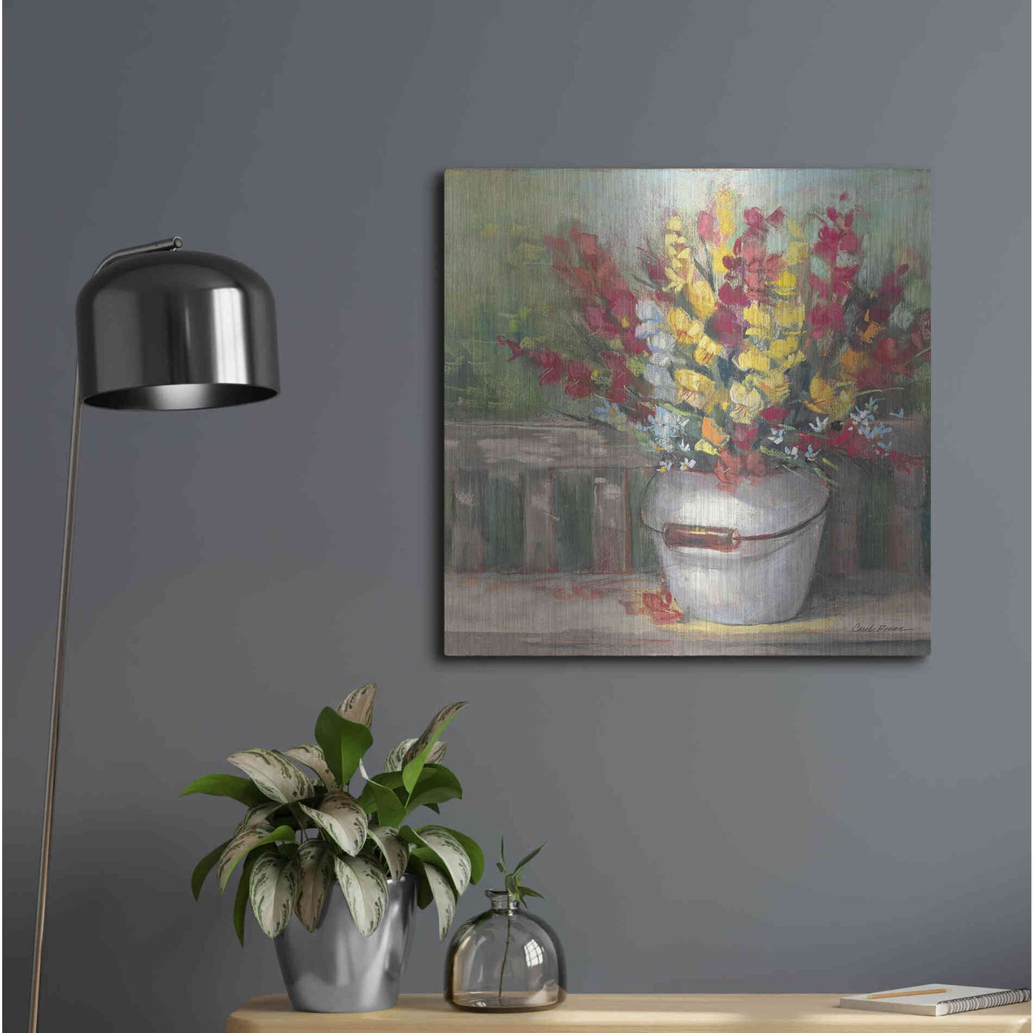 Luxe Metal Art 'Snapdragon Bouquet' by Carol Rowan, Metal Wall Art,24x24