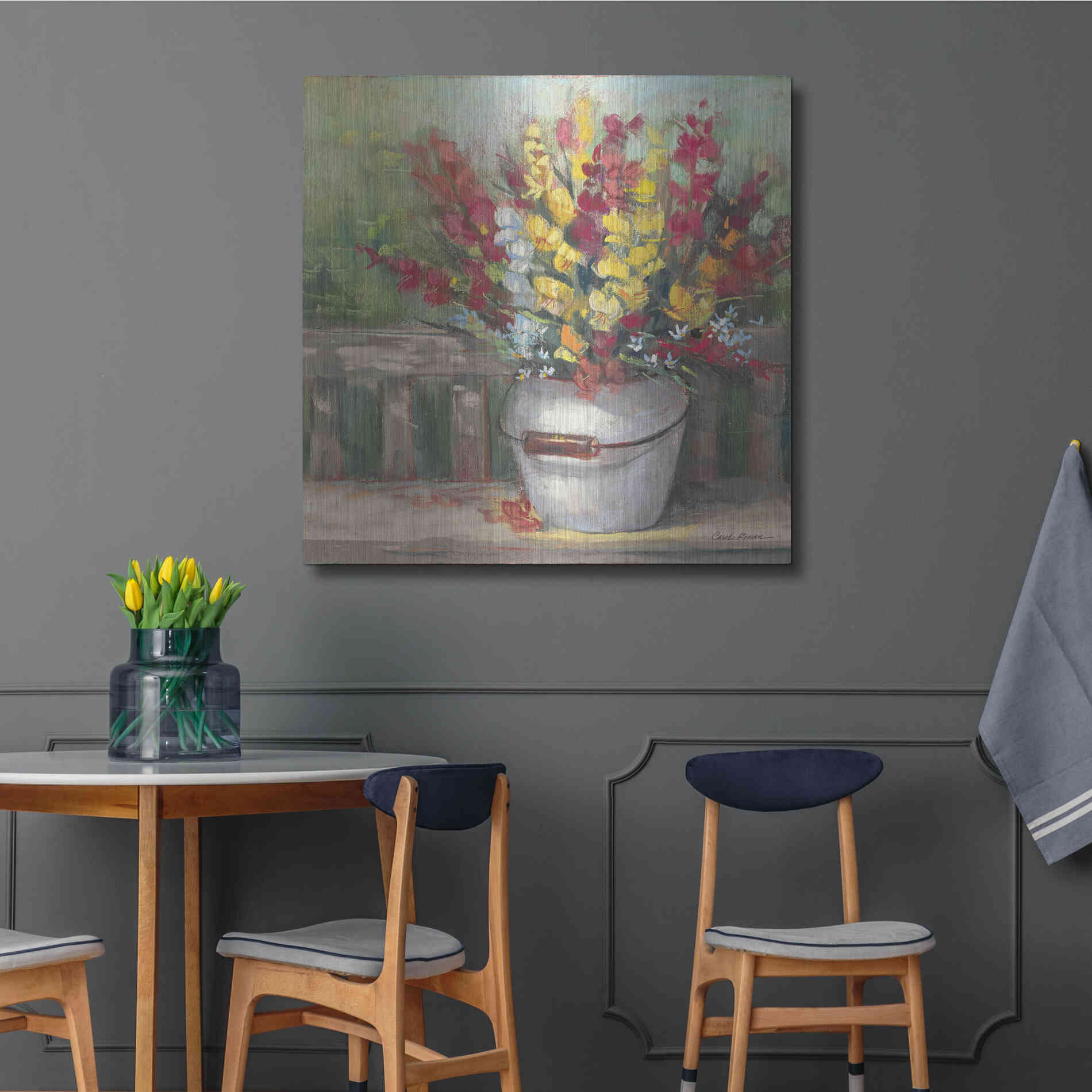 Luxe Metal Art 'Snapdragon Bouquet' by Carol Rowan, Metal Wall Art,36x36