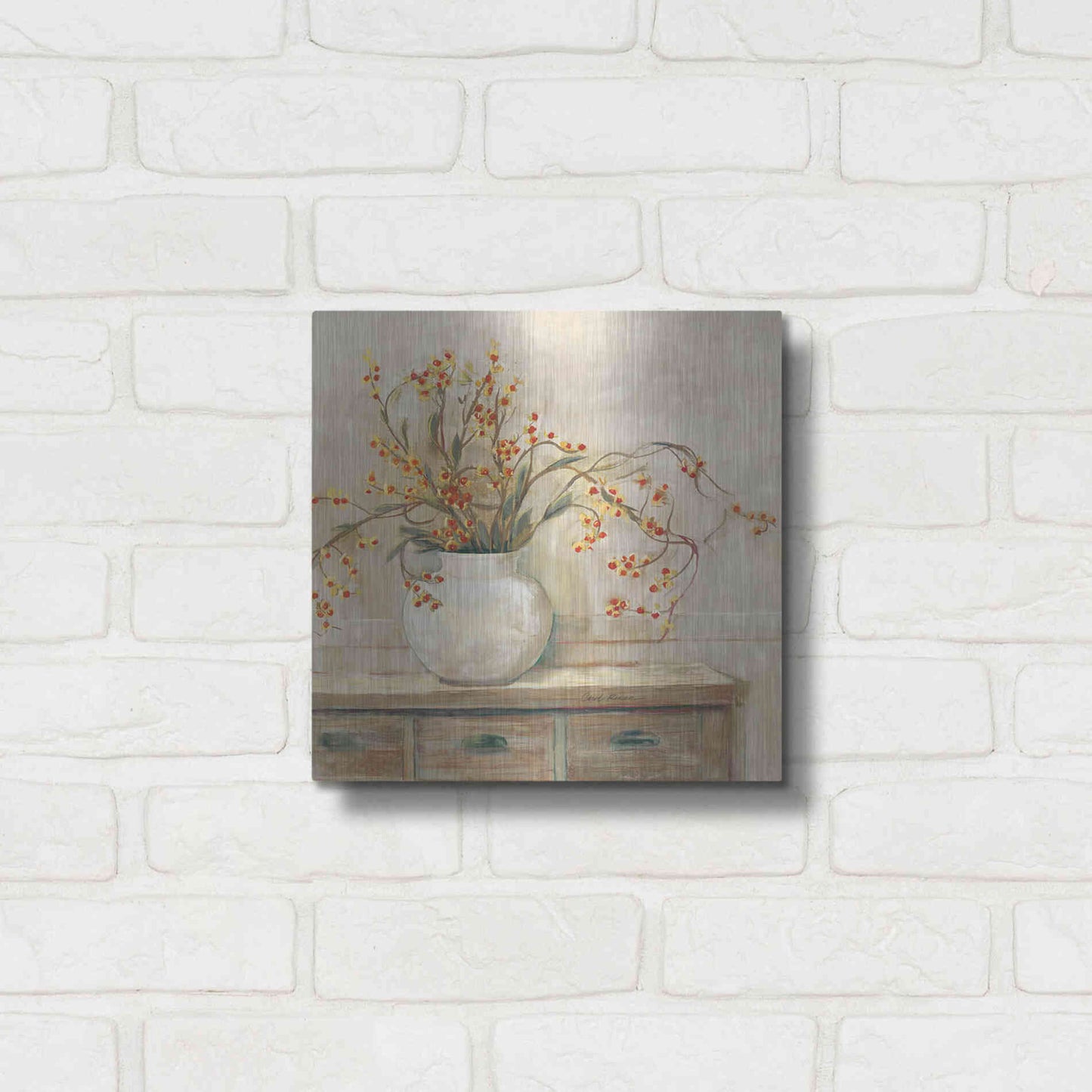 Luxe Metal Art 'Nancy Bittersweet Neutral Sq' by Carol Rowan, Metal Wall Art,12x12