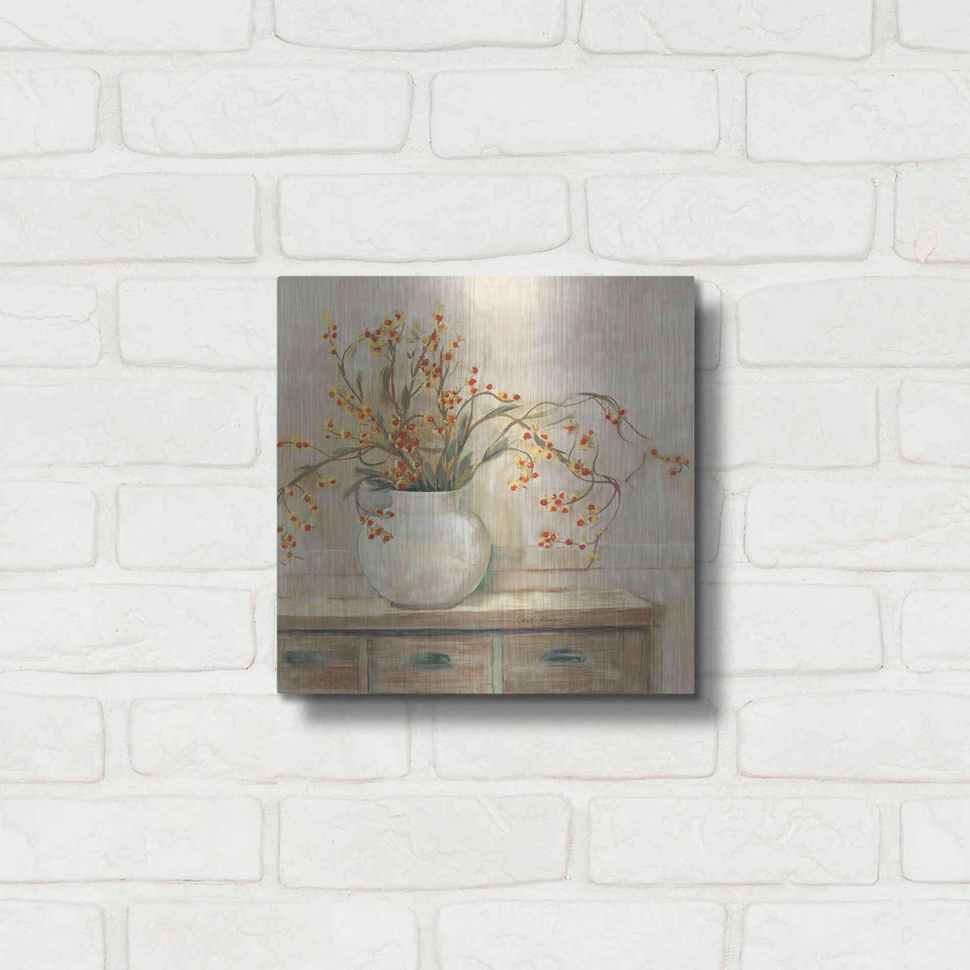 Luxe Metal Art 'Nancy Bittersweet Neutral Sq' by Carol Rowan, Metal Wall Art,12x12