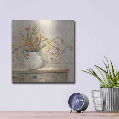Luxe Metal Art 'Nancy Bittersweet Neutral Sq' by Carol Rowan, Metal Wall Art,12x12