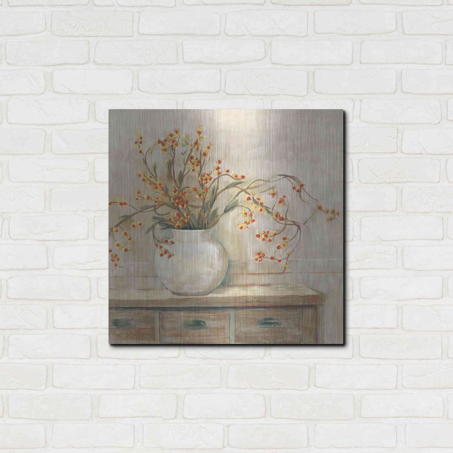 Luxe Metal Art 'Nancy Bittersweet Neutral Sq' by Carol Rowan, Metal Wall Art,24x24