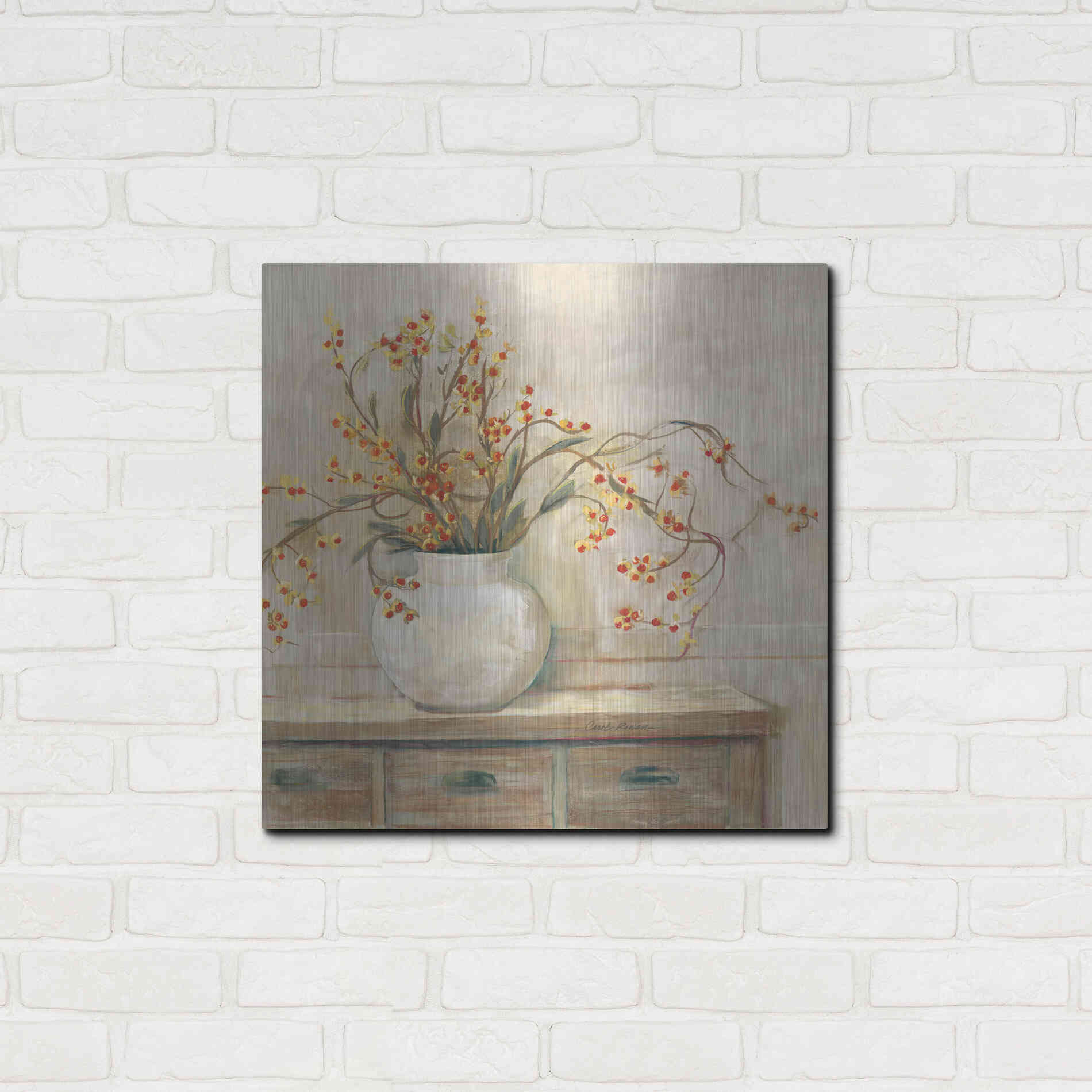 Luxe Metal Art 'Nancy Bittersweet Neutral Sq' by Carol Rowan, Metal Wall Art,24x24