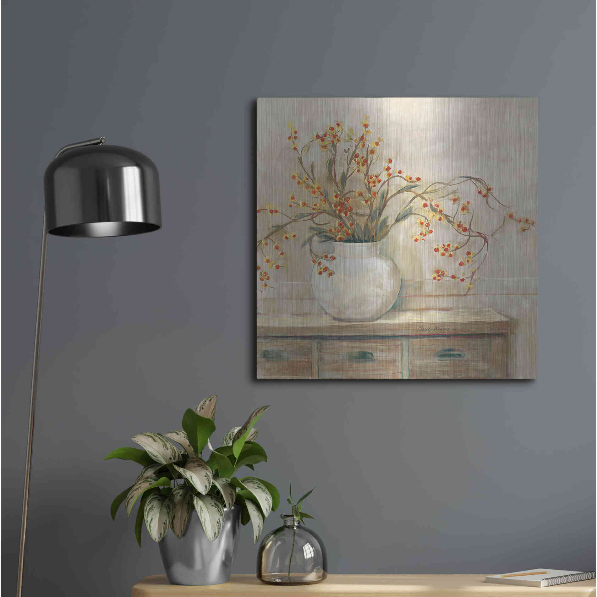 Luxe Metal Art 'Nancy Bittersweet Neutral Sq' by Carol Rowan, Metal Wall Art,24x24