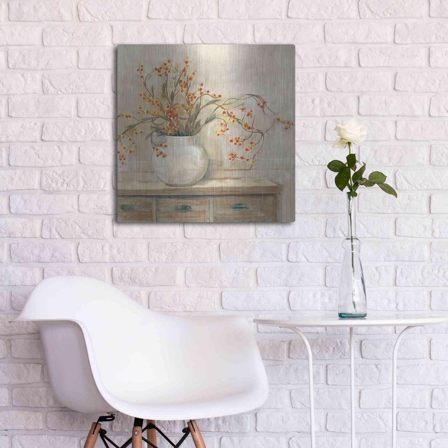Luxe Metal Art 'Nancy Bittersweet Neutral Sq' by Carol Rowan, Metal Wall Art,24x24