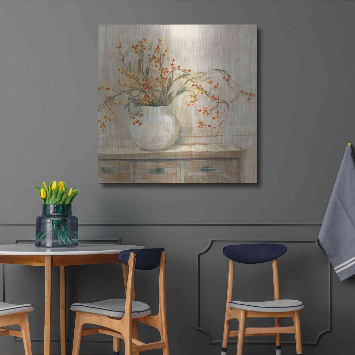 Luxe Metal Art 'Nancy Bittersweet Neutral Sq' by Carol Rowan, Metal Wall Art,36x36