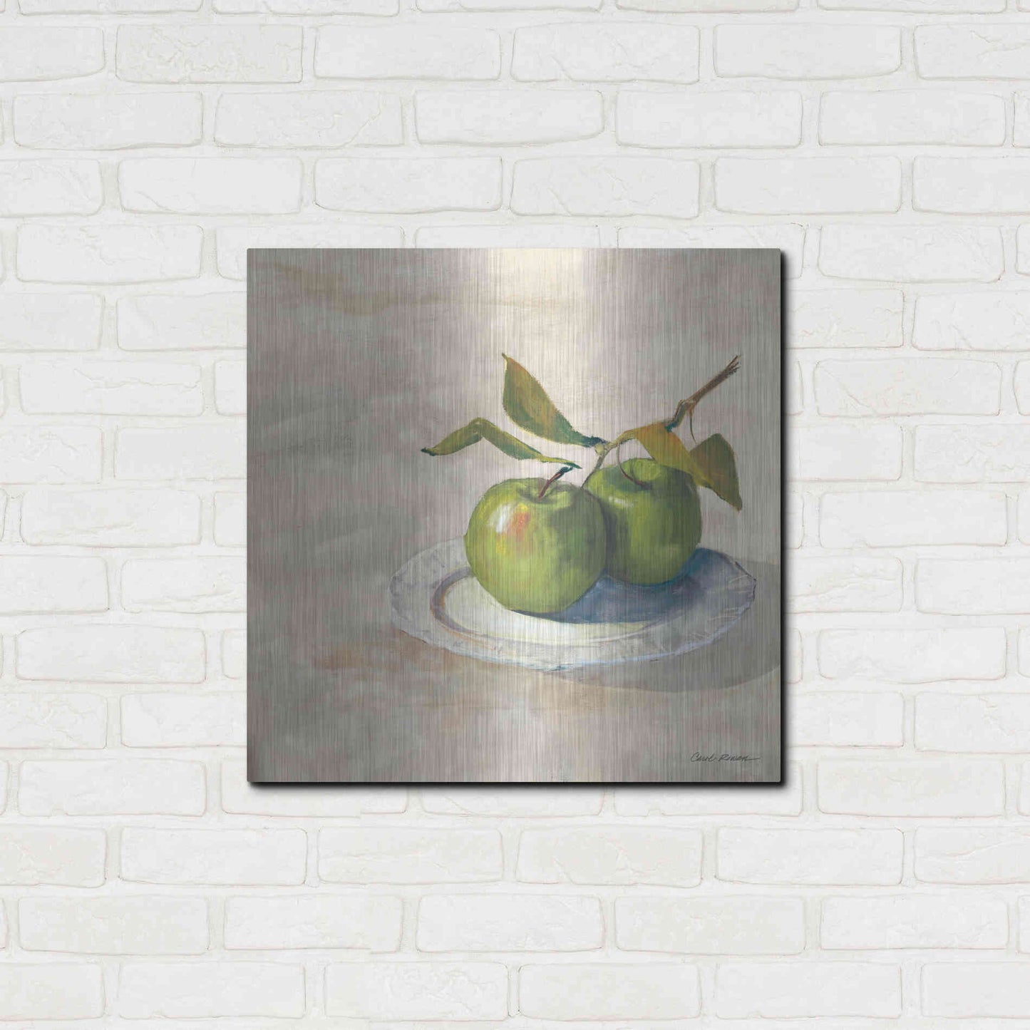 Luxe Metal Art 'Green Apple I Neutral' by Carol Rowan, Metal Wall Art,24x24