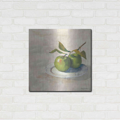 Luxe Metal Art 'Green Apple I Neutral' by Carol Rowan, Metal Wall Art,24x24