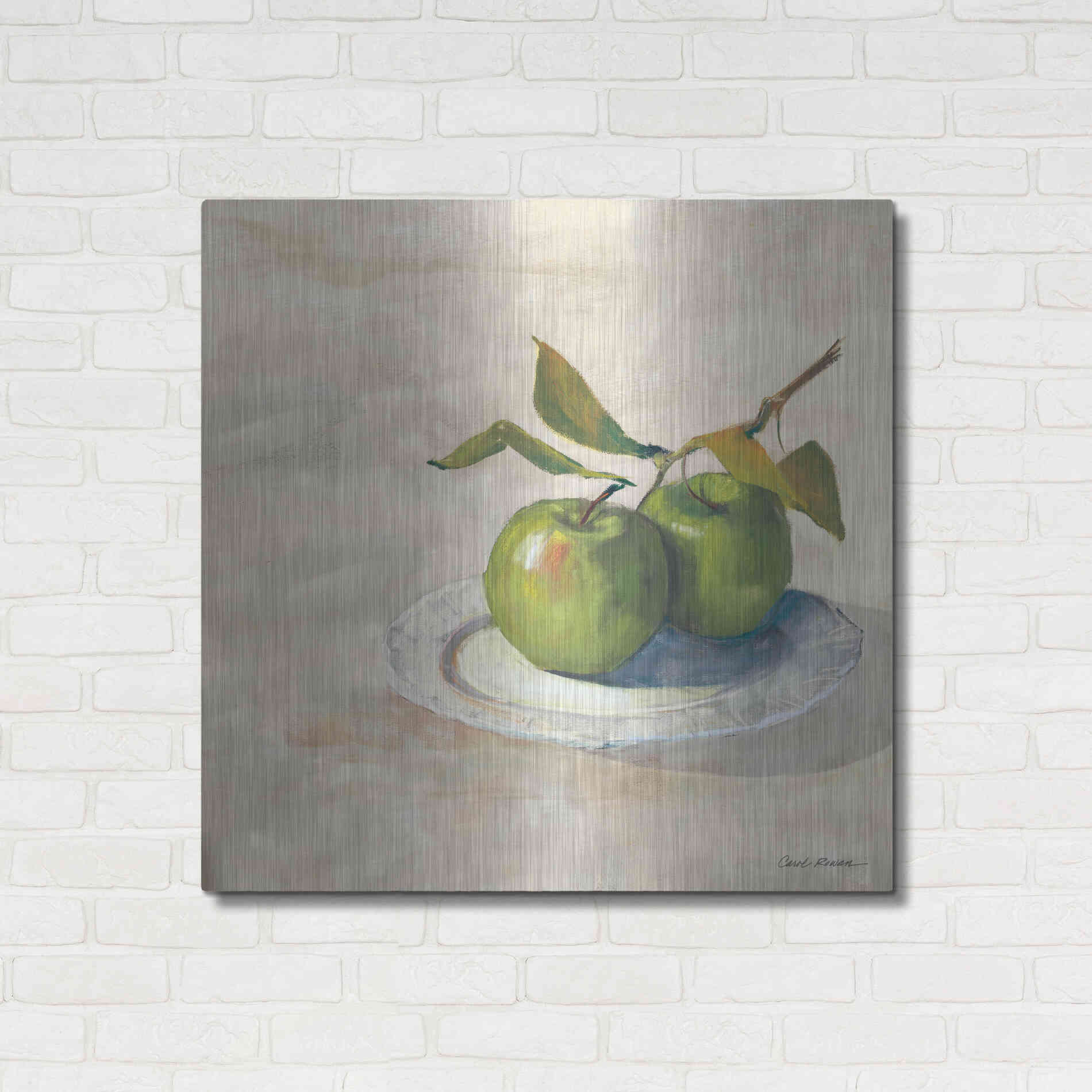 Luxe Metal Art 'Green Apple I Neutral' by Carol Rowan, Metal Wall Art,36x36
