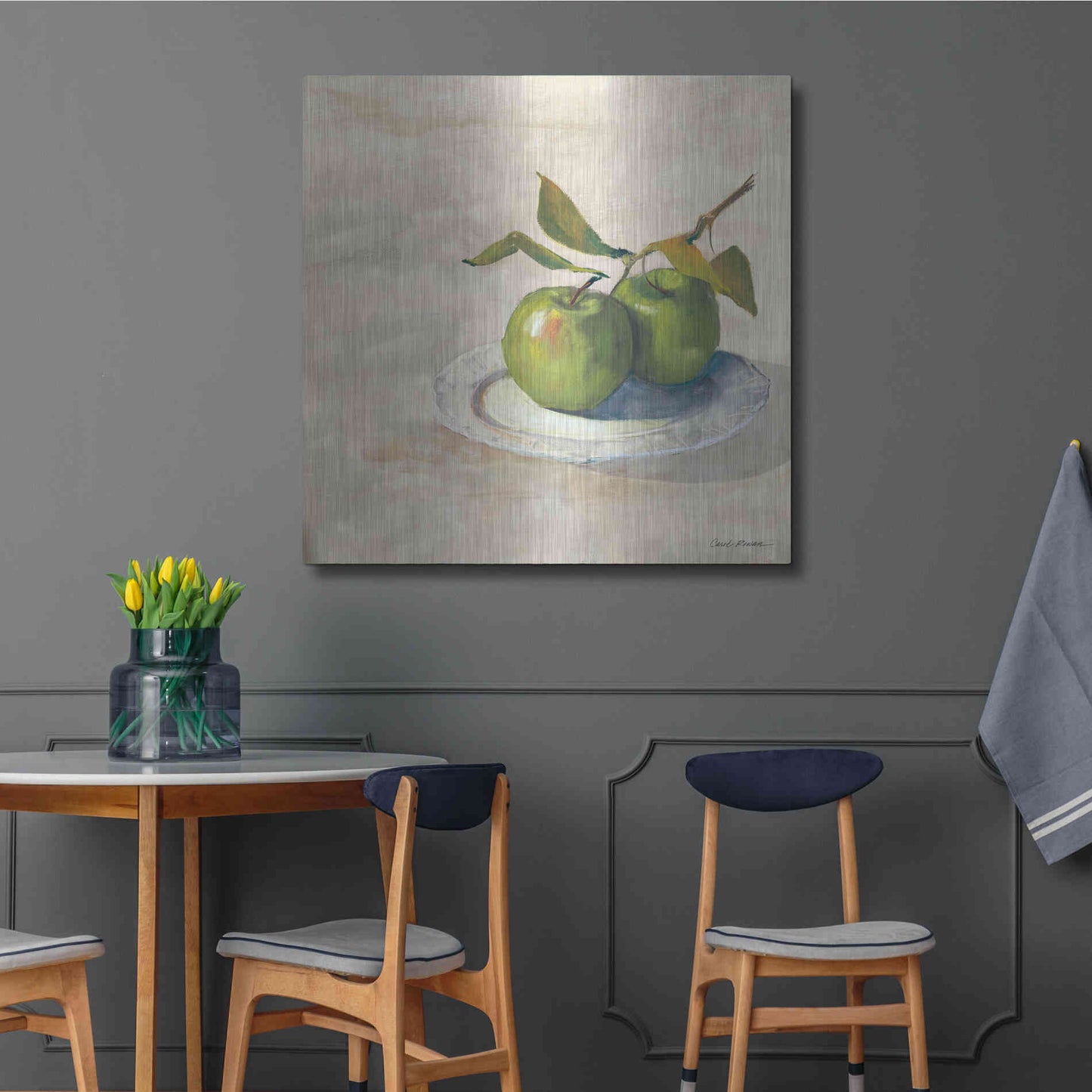 Luxe Metal Art 'Green Apple I Neutral' by Carol Rowan, Metal Wall Art,36x36