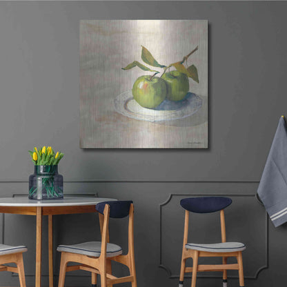 Luxe Metal Art 'Green Apple I Neutral' by Carol Rowan, Metal Wall Art,36x36