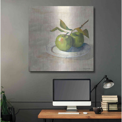 Luxe Metal Art 'Green Apple I Neutral' by Carol Rowan, Metal Wall Art,36x36