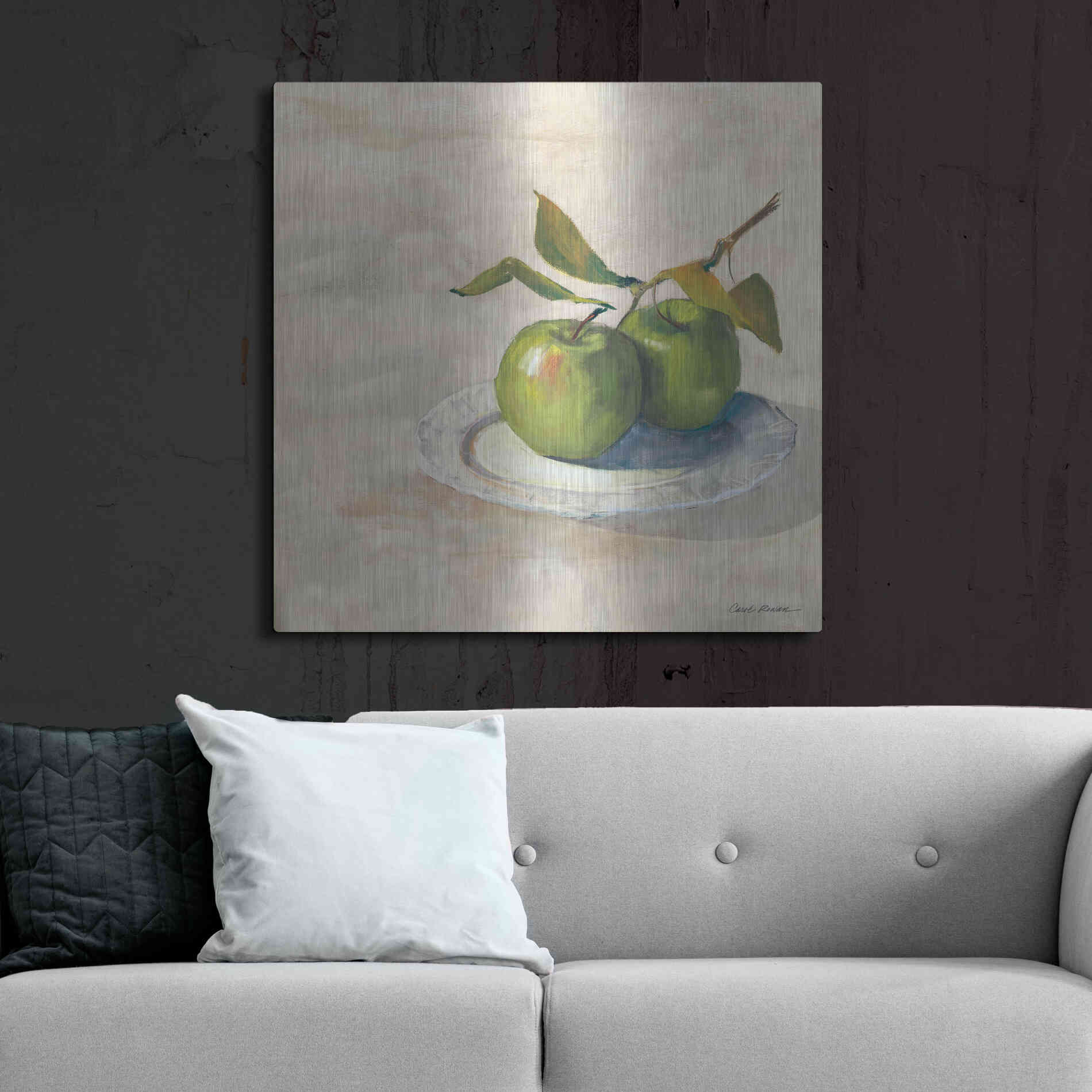 Luxe Metal Art 'Green Apple I Neutral' by Carol Rowan, Metal Wall Art,36x36