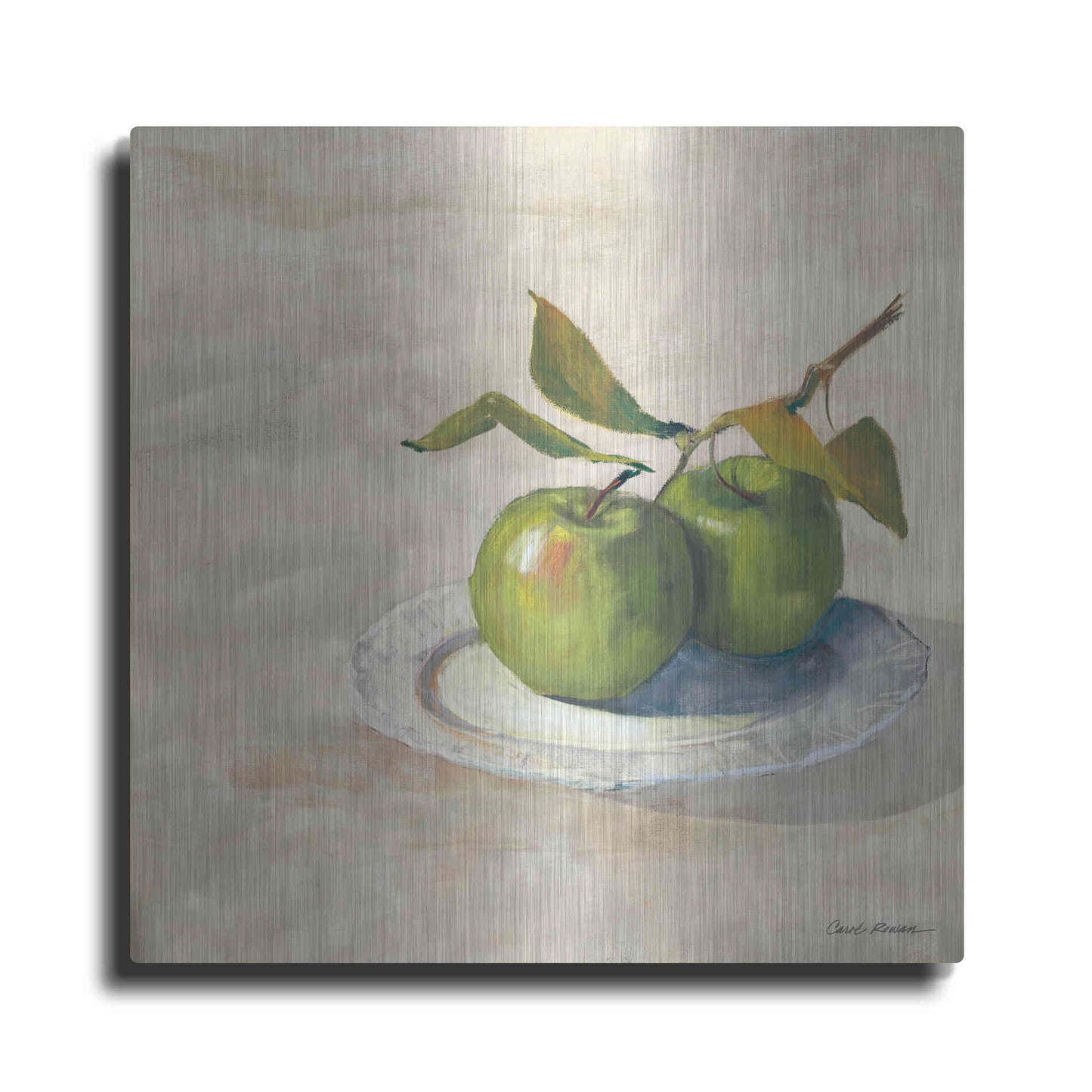 Luxe Metal Art 'Green Apple I Neutral' by Carol Rowan, Metal Wall Art