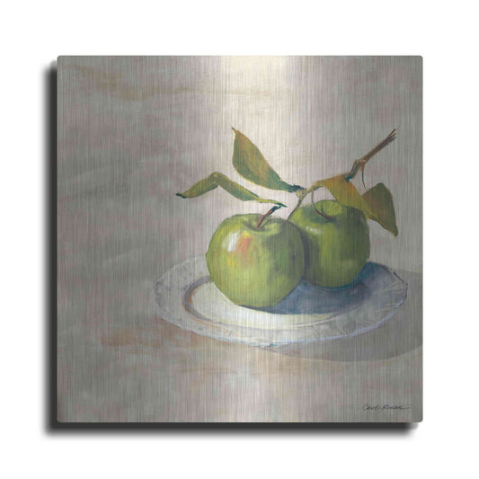 Luxe Metal Art 'Green Apple I Neutral' by Carol Rowan, Metal Wall Art