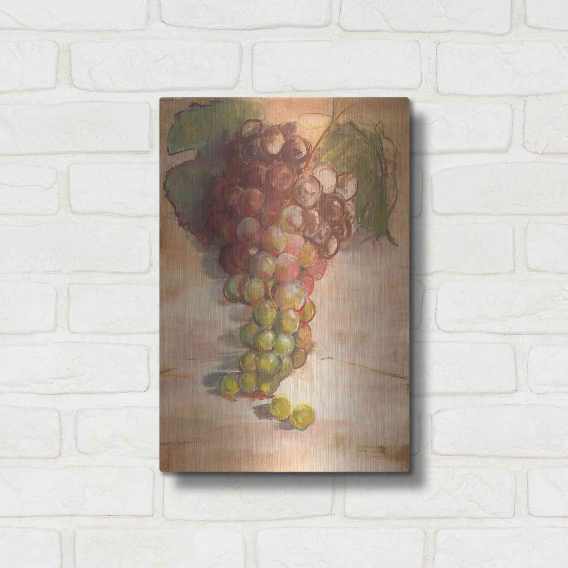 Luxe Metal Art 'Grape Harvest II No Label' by Carol Rowan, Metal Wall Art,12x16