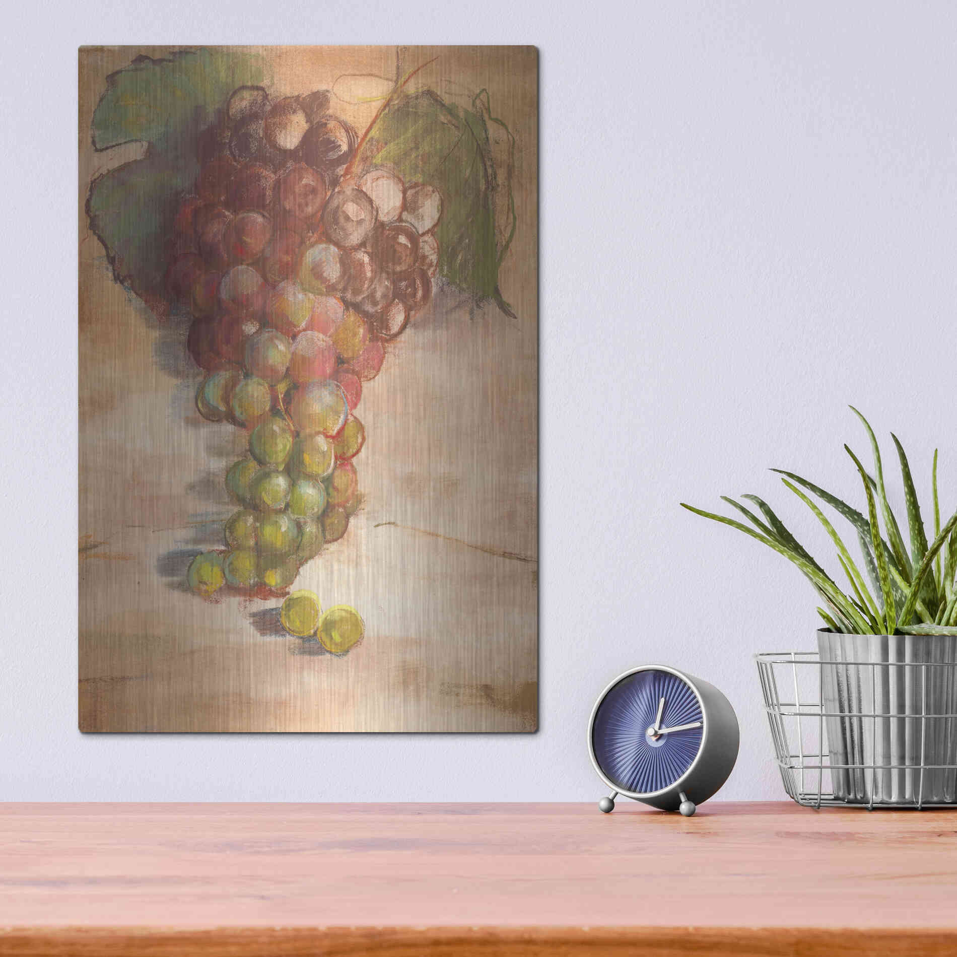 Luxe Metal Art 'Grape Harvest II No Label' by Carol Rowan, Metal Wall Art,12x16